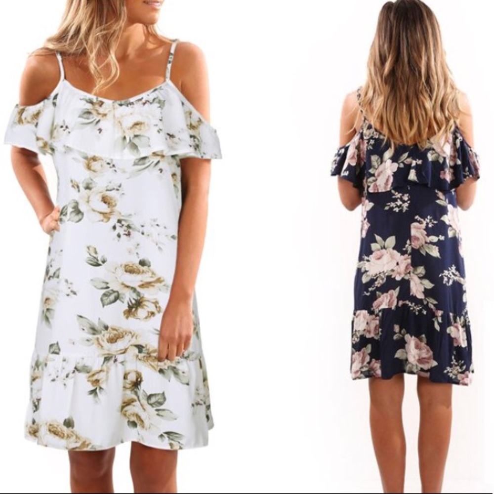 Summer Chic Off Shoulder Ruffles Floral Dress - Picture 5 of 6
